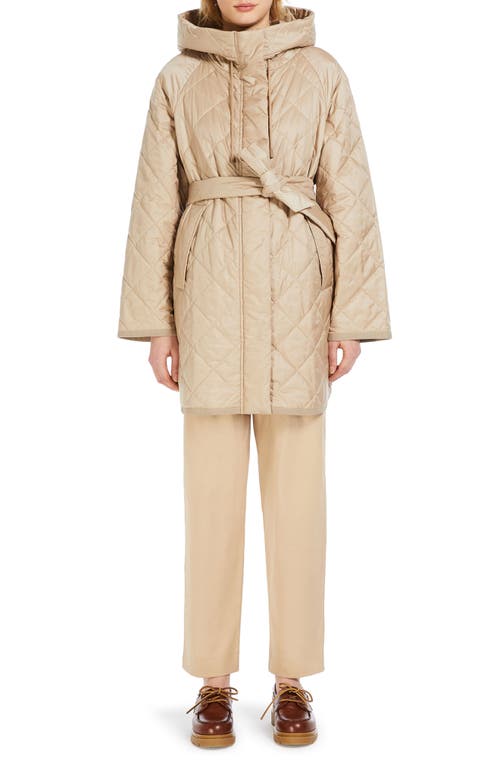 Weekend Max Mara Ribera Diamond Quilting Hooded Coat Sand at Nordstrom,