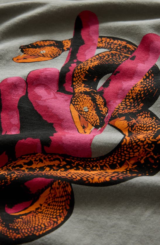 Shop John Varvatos Peace Snake Cotton Graphic T-shirt In Flat Grey