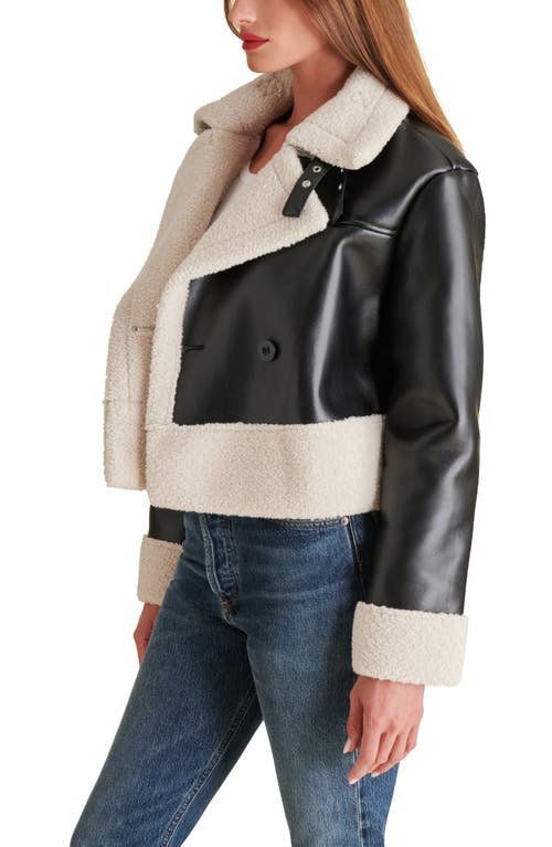 Shop Steve Madden Athen Faux Shearling Aviator Jacket In Black