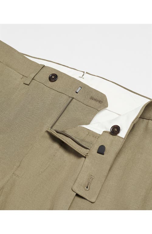 Mango Slim Fit Pleated Suit Pants In Khaki Green