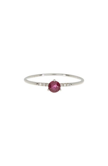Shop Meira T Stone & Diamond Ring In White Gold/ruby
