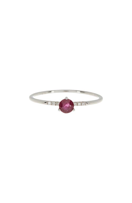 Meira T Stone & Diamond Ring In White Gold/ruby