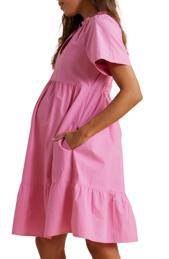 Shop A Pea In The Pod Tiered Cotton Maternity Dress In Wild Orchid