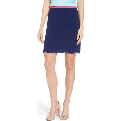 Petite Gibson X Living In Yellow Daphne Scallop Hem Skirt, Blue (Regular & Petite) (Nordstrom Exclusive)