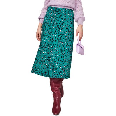 Astr The Label Pamela Print Bias Cut Midi Skirt