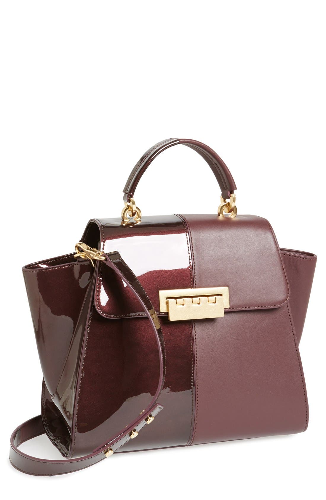 ZAC Zac Posen 'Eartha Split' Patent & Leather Top Handle Satchel