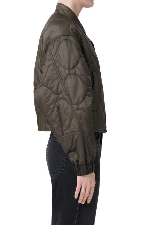 Shop Agolde Iona Quilted Nylon Jacket In Olive