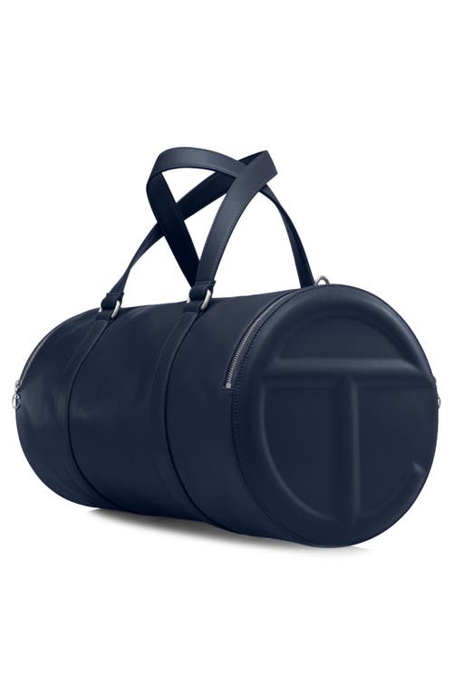 Shop Telfar Large Faux Leather Duffle Bag In Navy