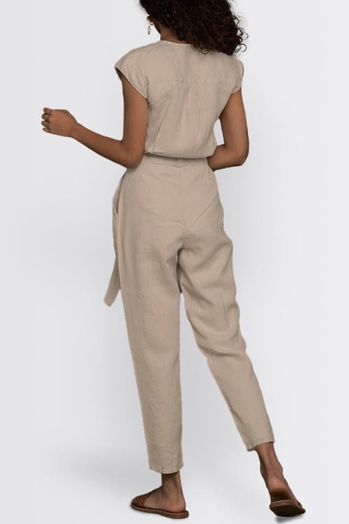 Reistor Women's White Evening Chai Light Ecru Jumpsuit In Beige Hemp
