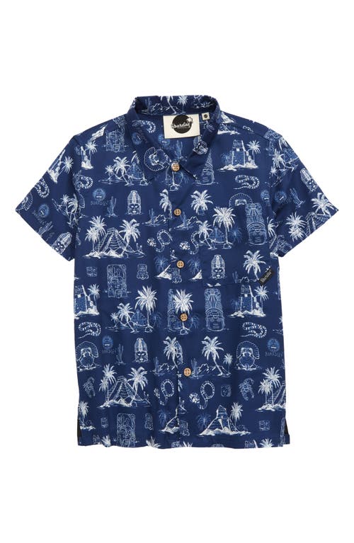 Boardies Kids' Tulum Print Button-Up Shirt Blue at Nordstrom,