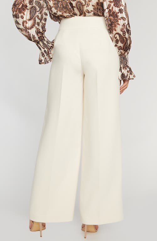 Shop Elie Tahari The Angelica Wide Leg Pants In Ivory Cream