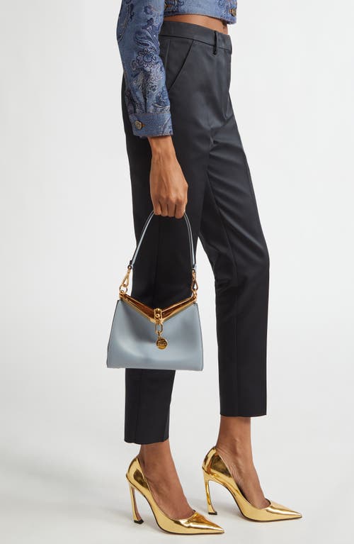 Shop Etro Small Vela Leather Shoulder Bag In Celeste