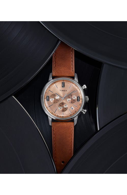 Shop Timex ® Marlin Leather Strap Chronograph Watch, 40mm In Brown