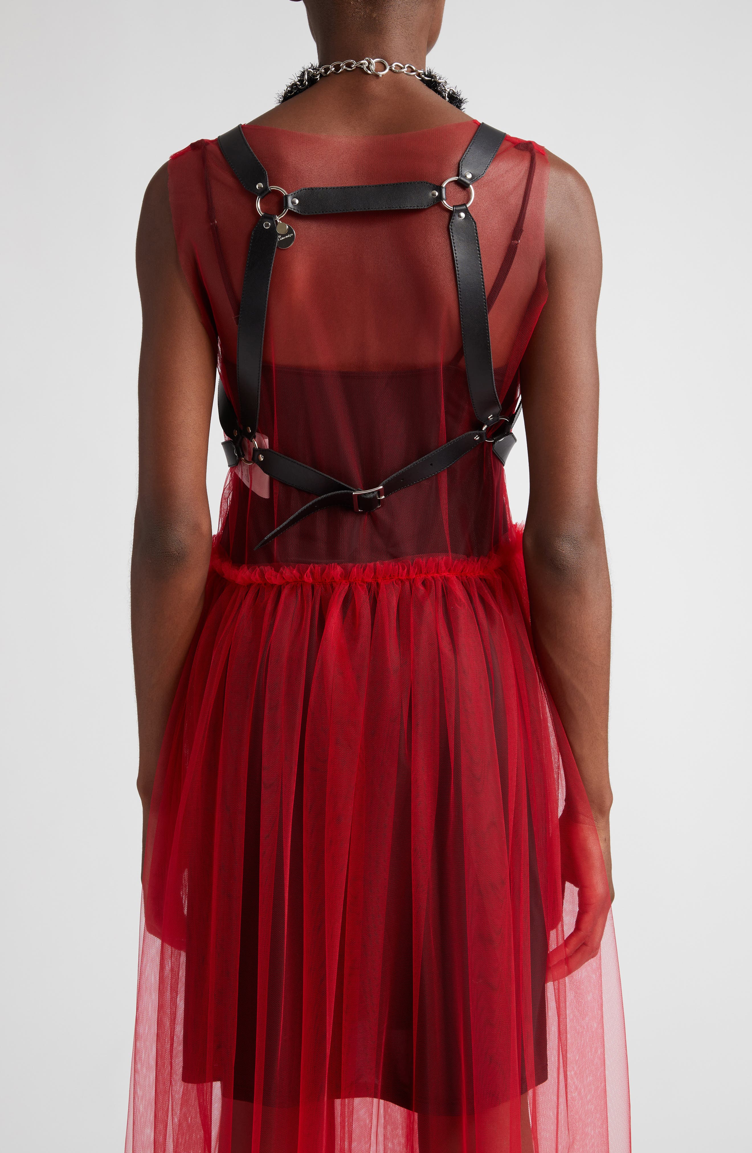 Noir Kei Ninomiya Faux Fur & Faux Leather Chain Harness in Black
