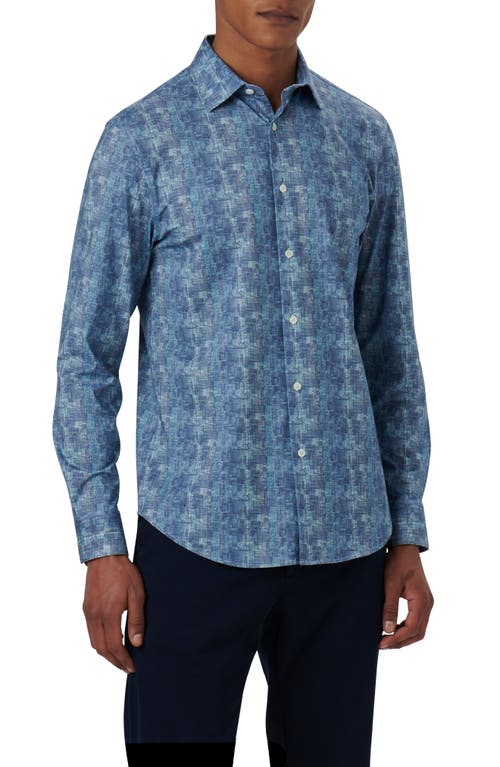 Bugatchi James OoohCotton Abstract Pattern Button-Up Shirt Aqua at Nordstrom,