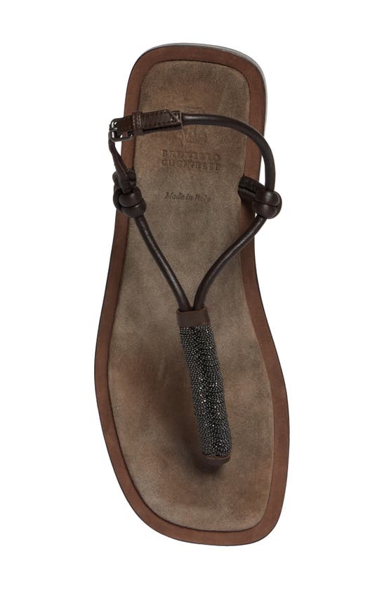 Shop Brunello Cucinelli Monili T-strap Sandal In Brown