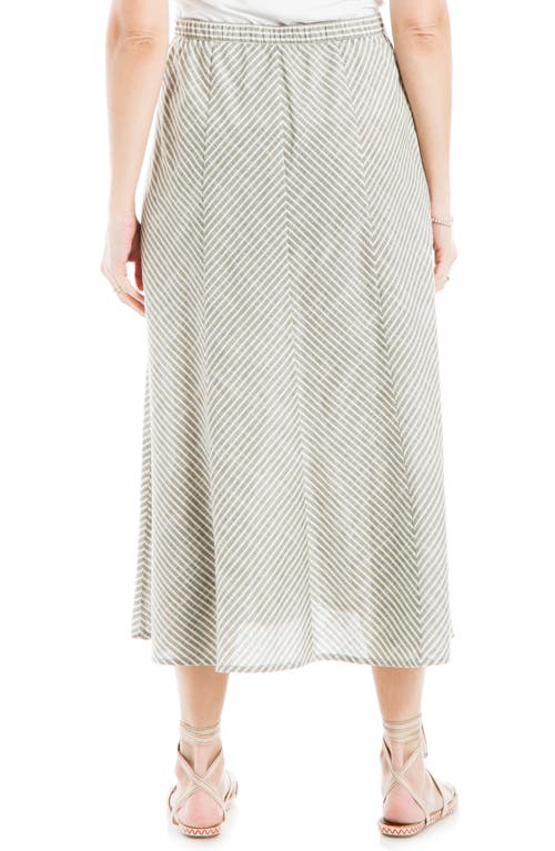 Shop Max Studio Yarn Dyed Button Front Maxi Skirt In Off White/olive Chevron