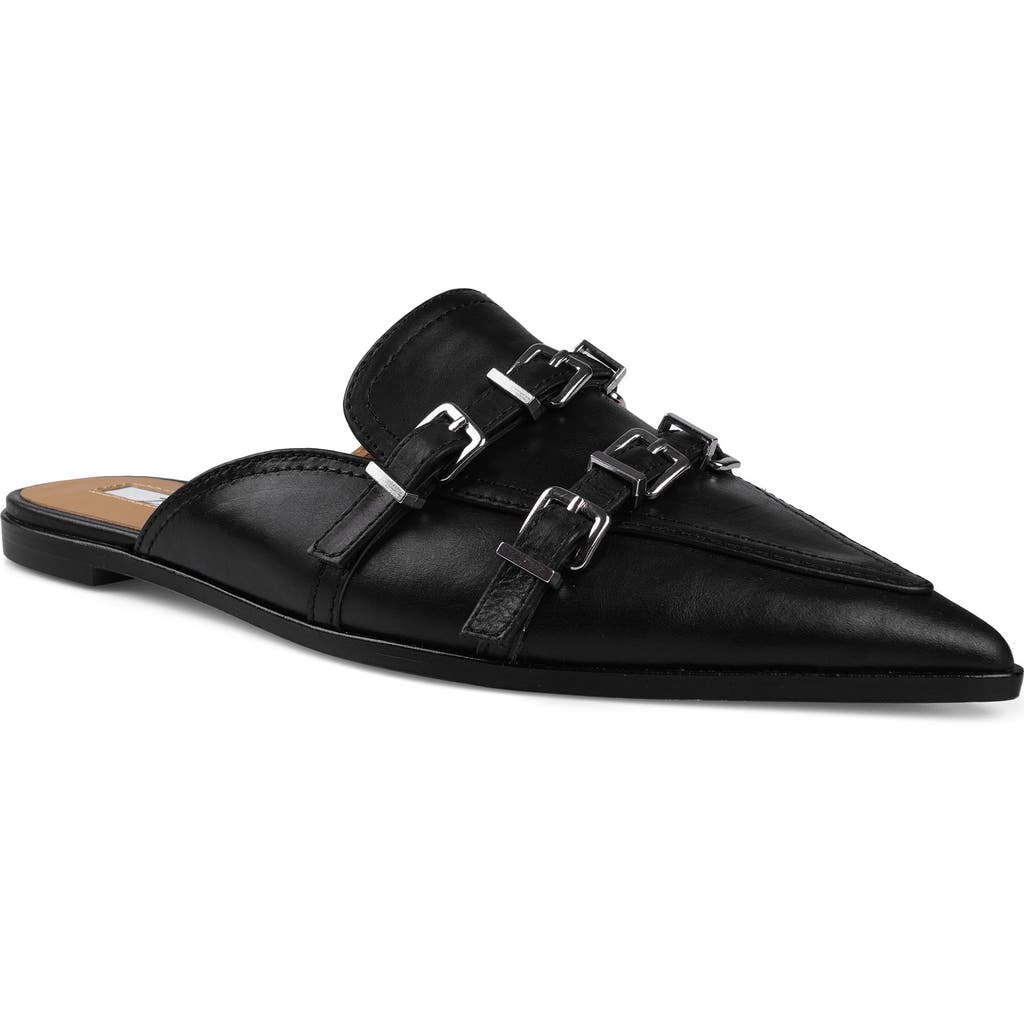 Zigi Roussih Pointed Toe Mule In Black Leather