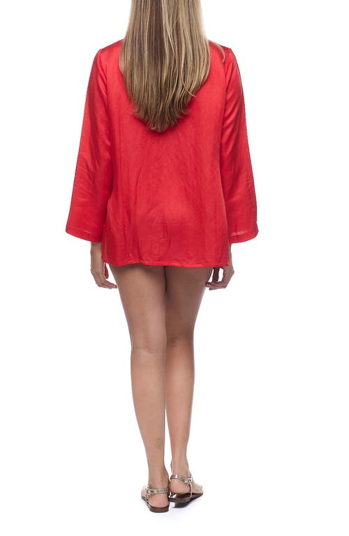 Ranee's Ranees Embellished Long Sleeve Tunic In Red