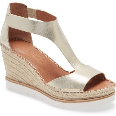 Gentle Souls By Kenneth Cole Elyssa T-Strap Wedge Sandal, Ivory