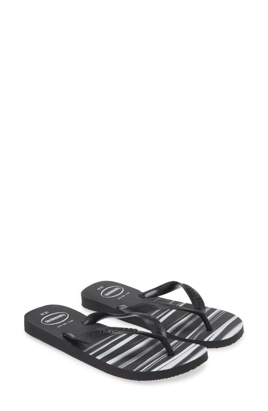 Shop Havaianas Top Basic Flip Flop In Black/ Black/ Black/ White