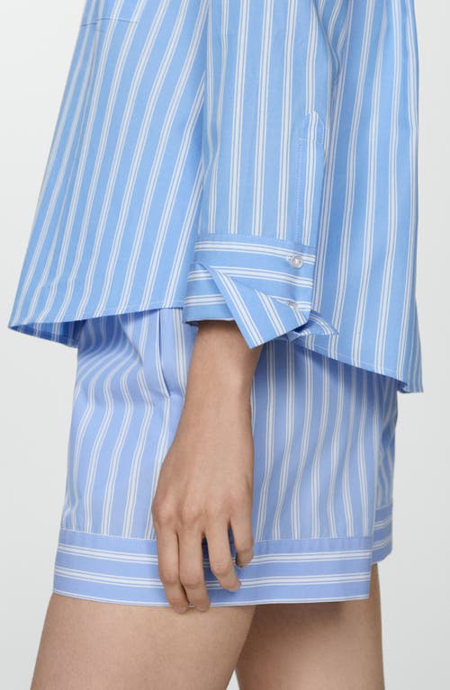 Shop Mango Stripe Cotton Button-up Shirt In Sky Blue