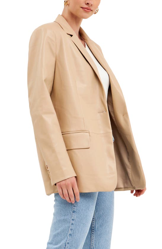 Shop Endless Rose Faux Leather Blazer In Taupe