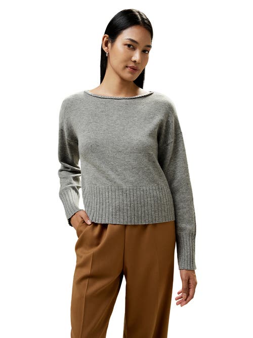 LILYSILK LILYSILK BRAIDED COLLAR WOOL AND CASHMERE BLEND SWEATSHIRT 