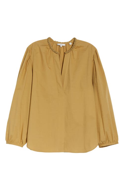 Vince Braid Trim Cotton Blouse In Jute