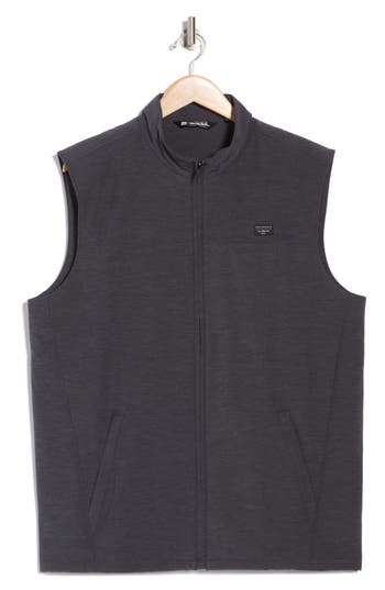 Travismathew Top Of The Line Front Zip Vest In Heather Black