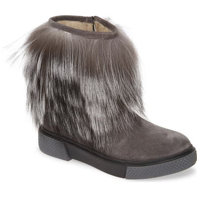 Sheridan Mia Tomtom Genuine Fox Fur Bootie - Grey