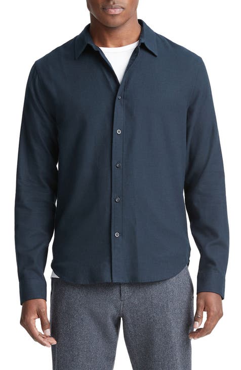 Brushed Cotton & Wool Button-Up Shirt