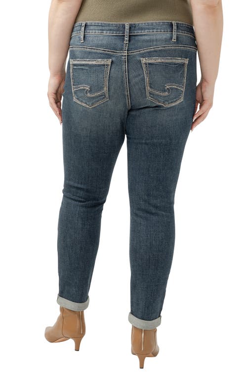 Shop Silver Jeans Co. Girlfriend Distressed Skinny Jeans In Indigo