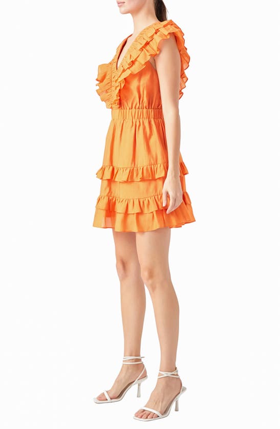 Shop Endless Rose Ruffle Trim Minidress In Orange
