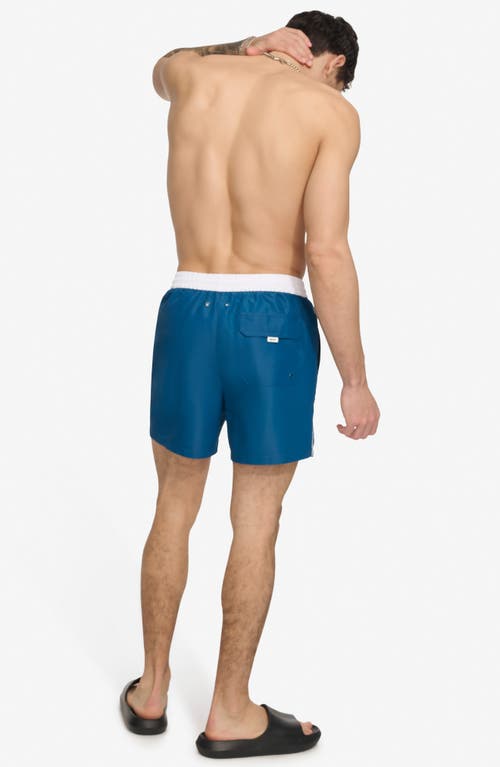 Dkny Two-tone Swim Trunks In Poseidon