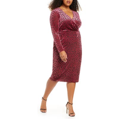 Plus Size Rachel Rachel Roy Willa Leopard Burnout Long Sleeve Dress, Pink