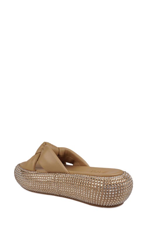 Zigi Sabella Rhinestone Platform Slide Sandal In Beige Leather