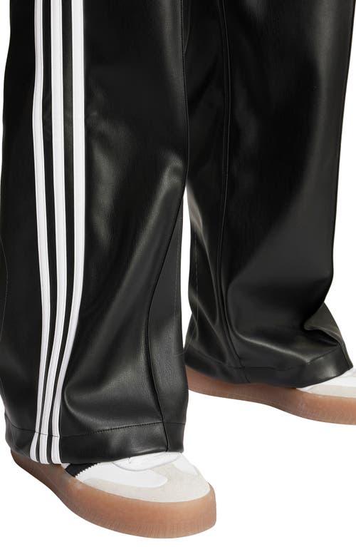 Adidas Originals Firebird Faux Leather Track Pants In Black