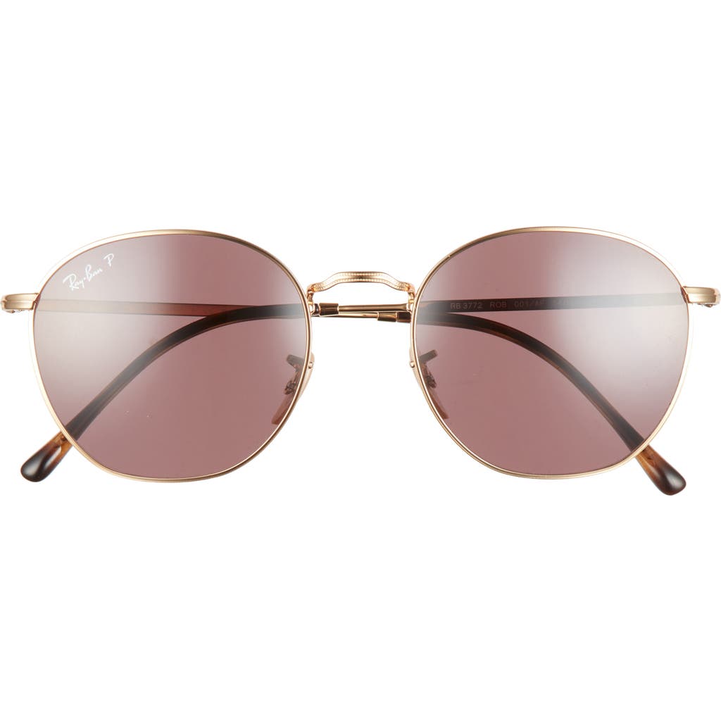 Ray Ban Ray-ban 54mm Polarized Round Sunglasses In Arista/dark Violet Polar