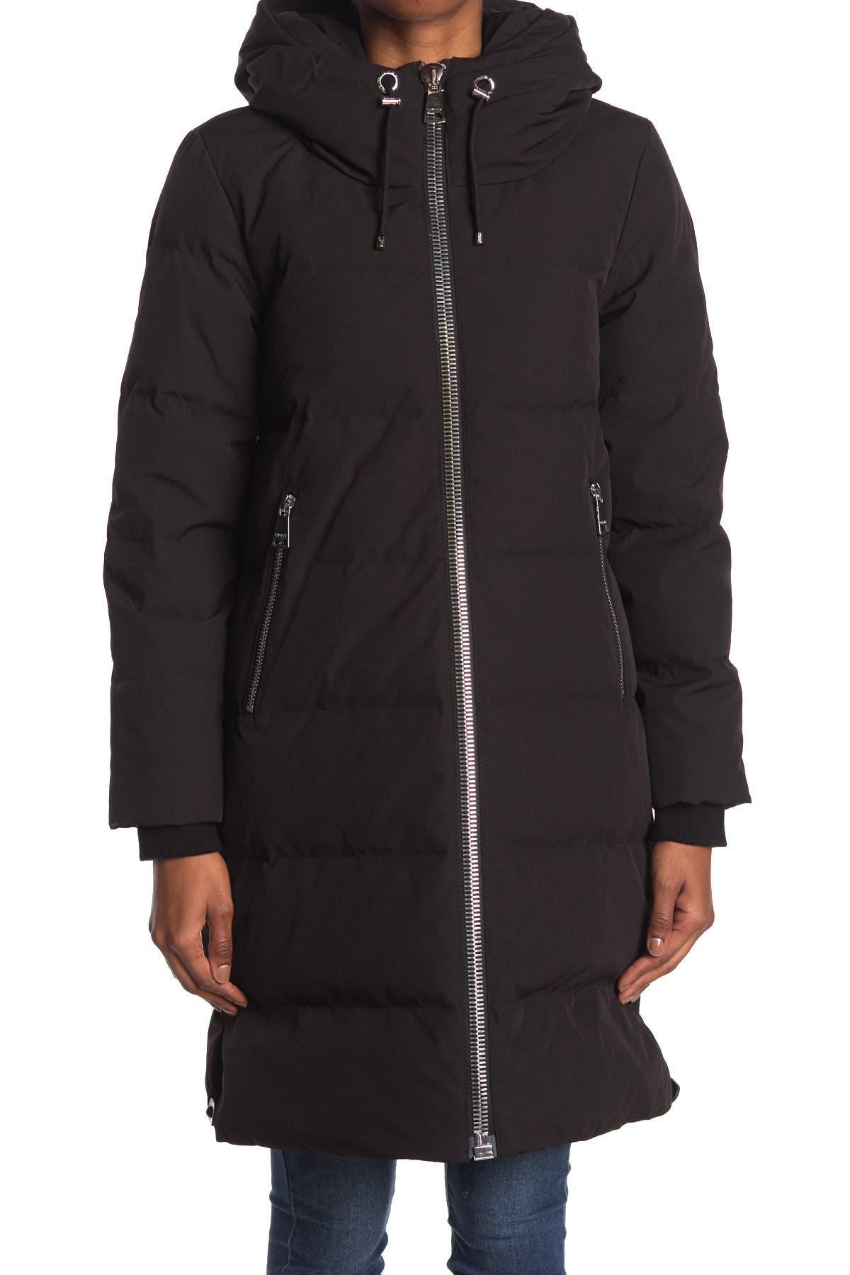 dkny black down padded coat