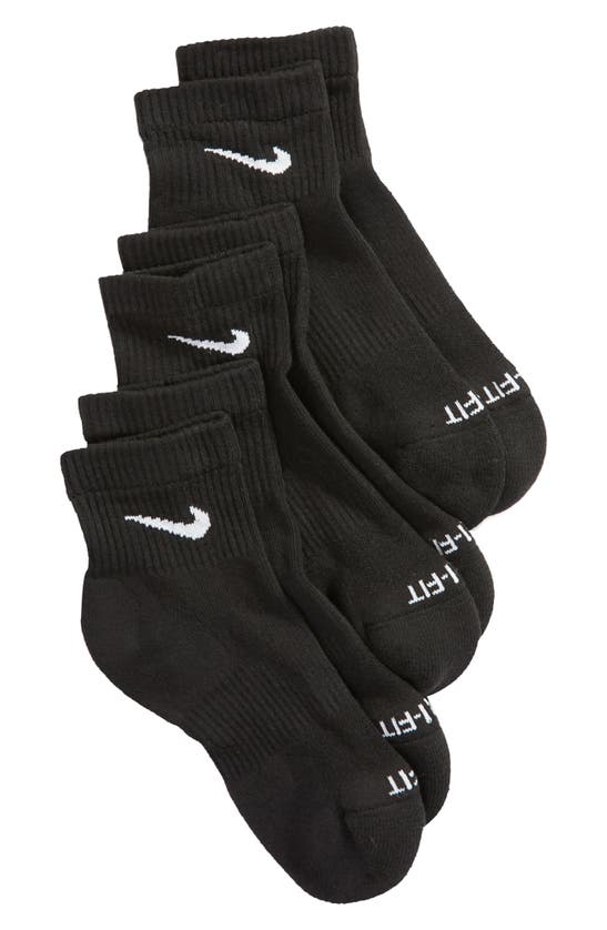 Nike 3-pack Everyday Ankle Socks In Black/ White