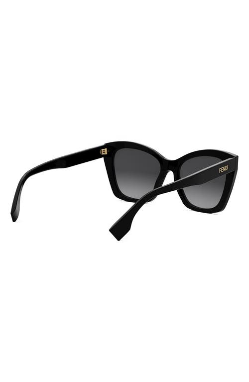 Shop Fendi ' Lettering 55mm Gradient Square Sunglasses In Shiny Black/gradient Smoke