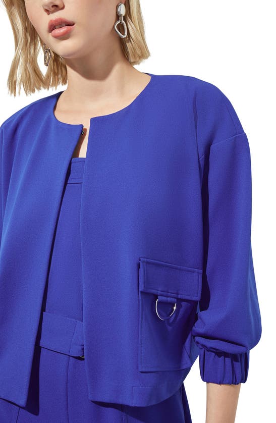 Shop Ming Wang Relaxed Fit Crepe Jacket In Sapphire Sea