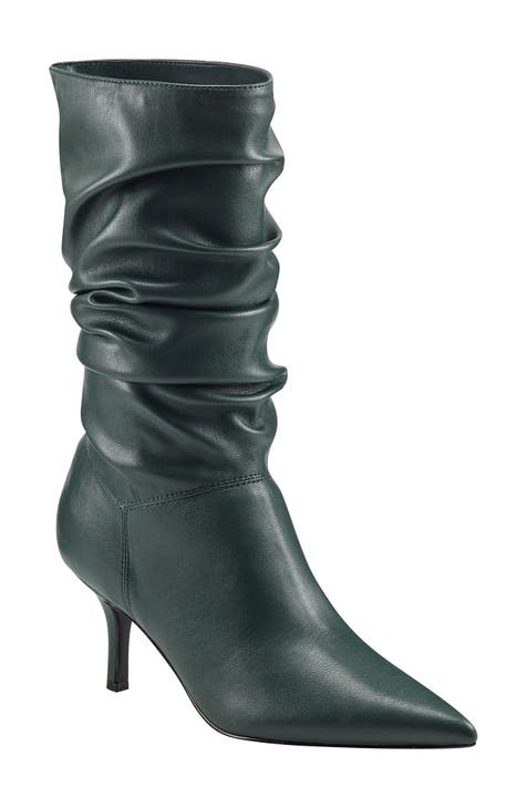 Manya Ruched Pointed Toe Mid Boot (Women)