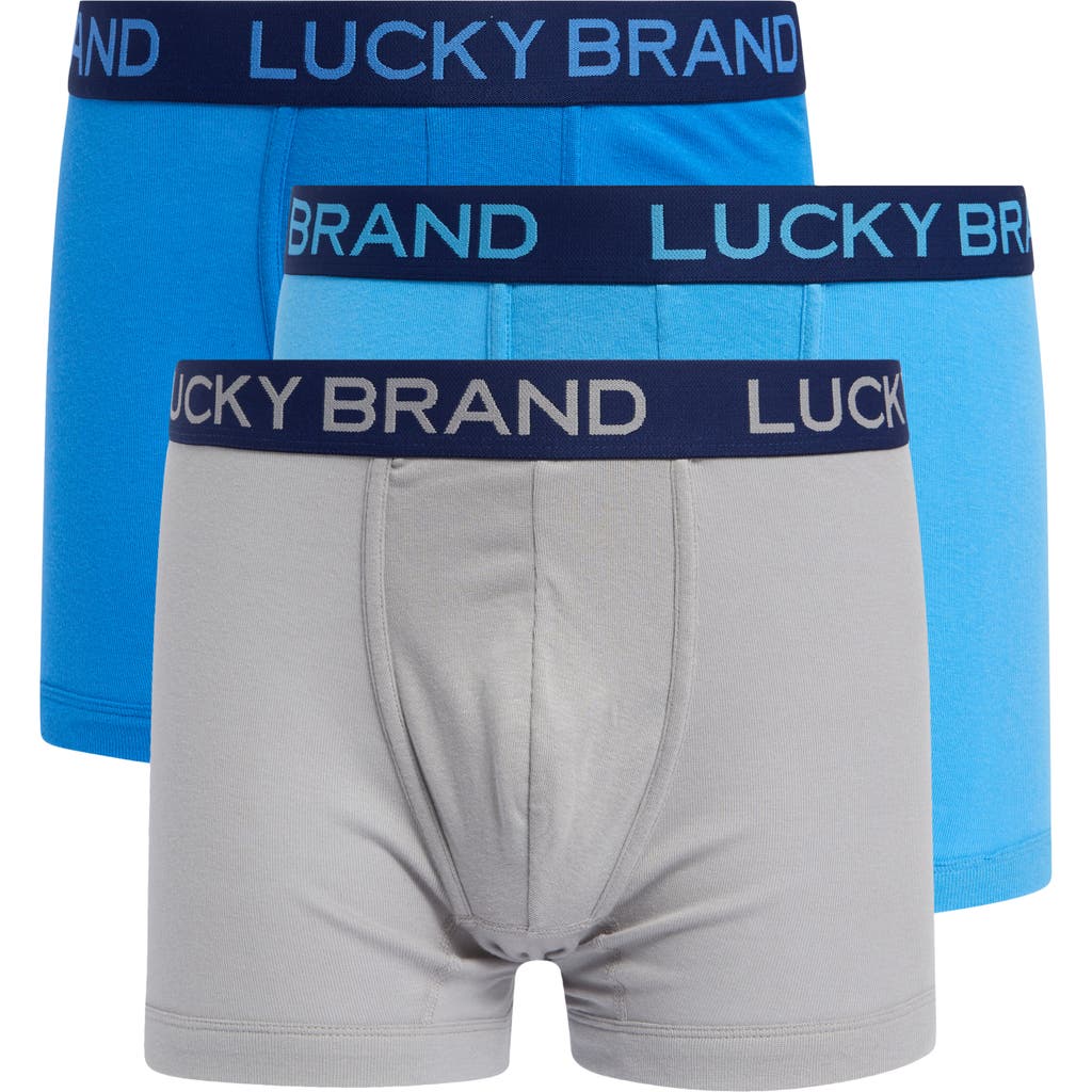 Lucky Brand 3-pack Boxer Briefs In Alloy/super Sonic/azure Blue
