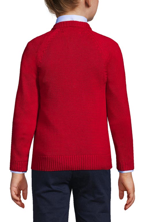 Lands' End School Uniform Girls Cotton Modal Zip-front Cardigan Sweater In Red