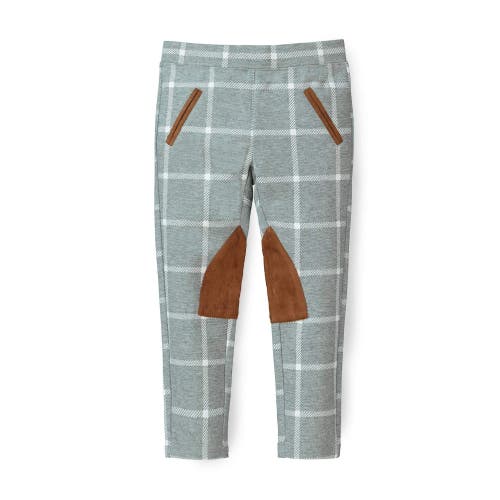 Hope & Henry Girls' Ponte Riding Pant, Kids In Gray And White Plaid