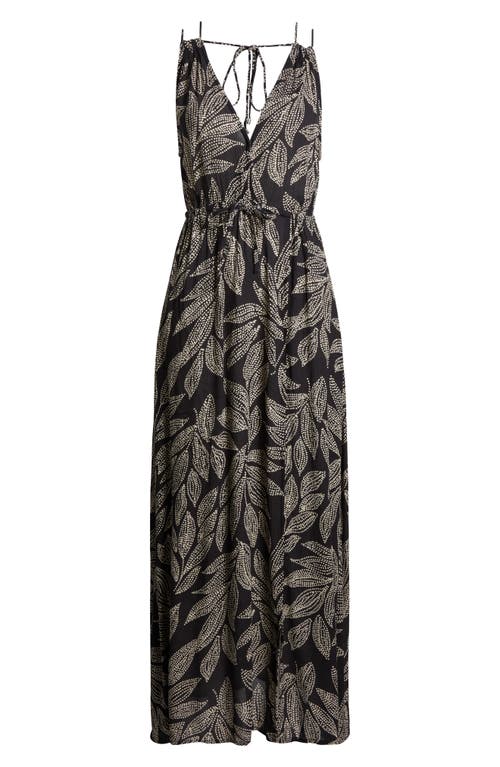 Shop Elan Crinkle Gauze Cover-up Maxi Dress In Black Catagena Print