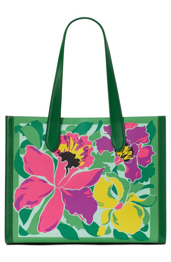 Shop Kate Spade New York Manhattan Orchid Bloom Canvas Tote In Watercress Multi