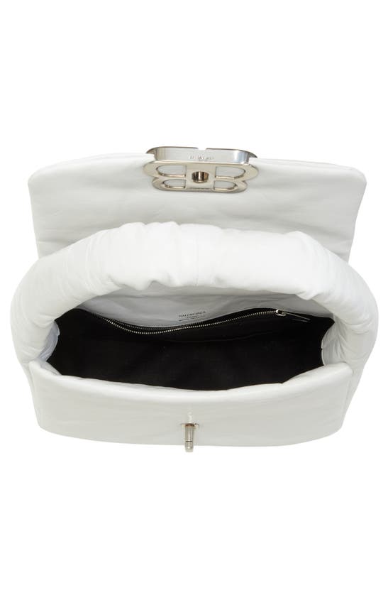 Shop Balenciaga Small Monaco Leather Shoulder Bag In Optic White